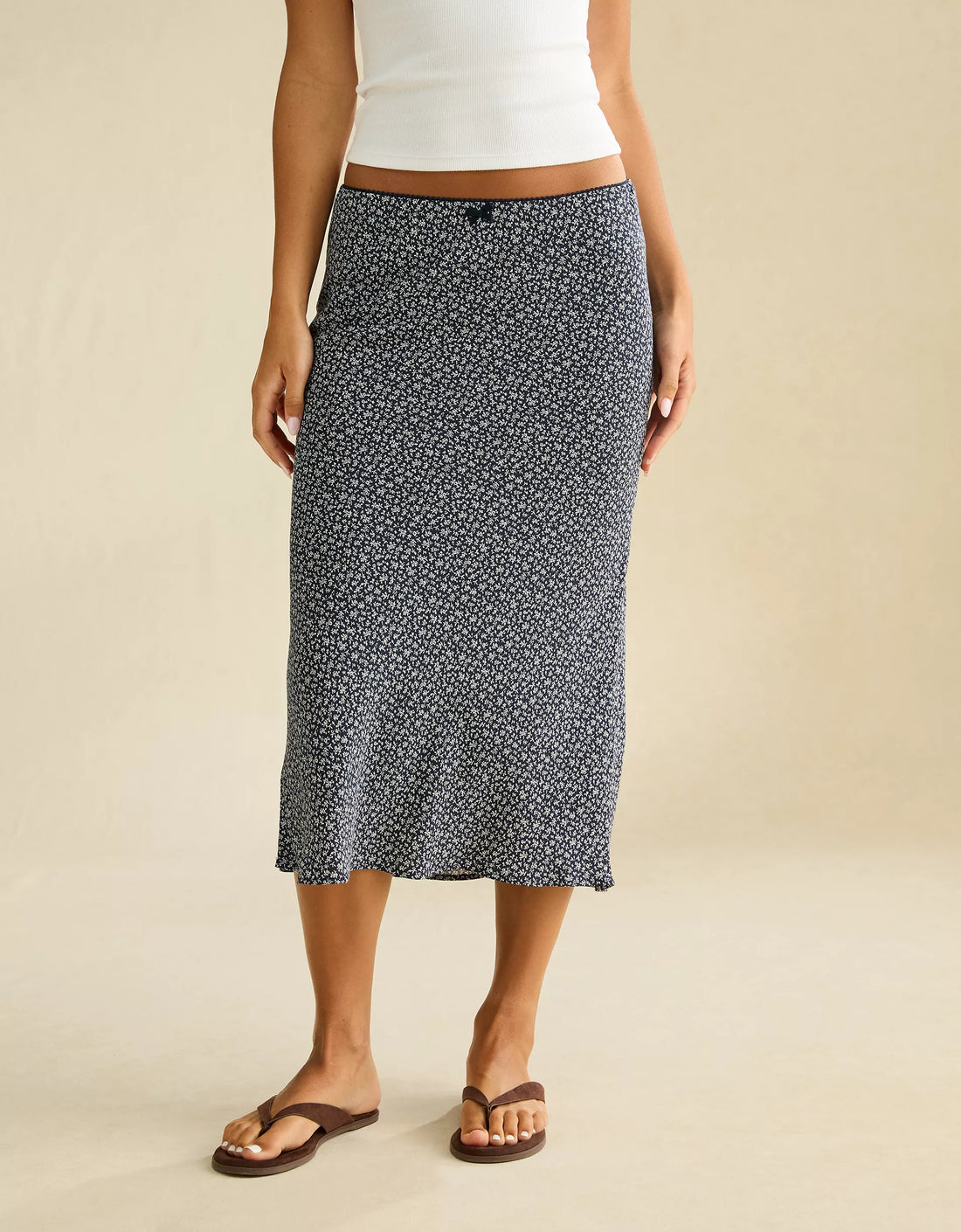 Low‑Rise Slip‑On Knit Midi Long Skirt