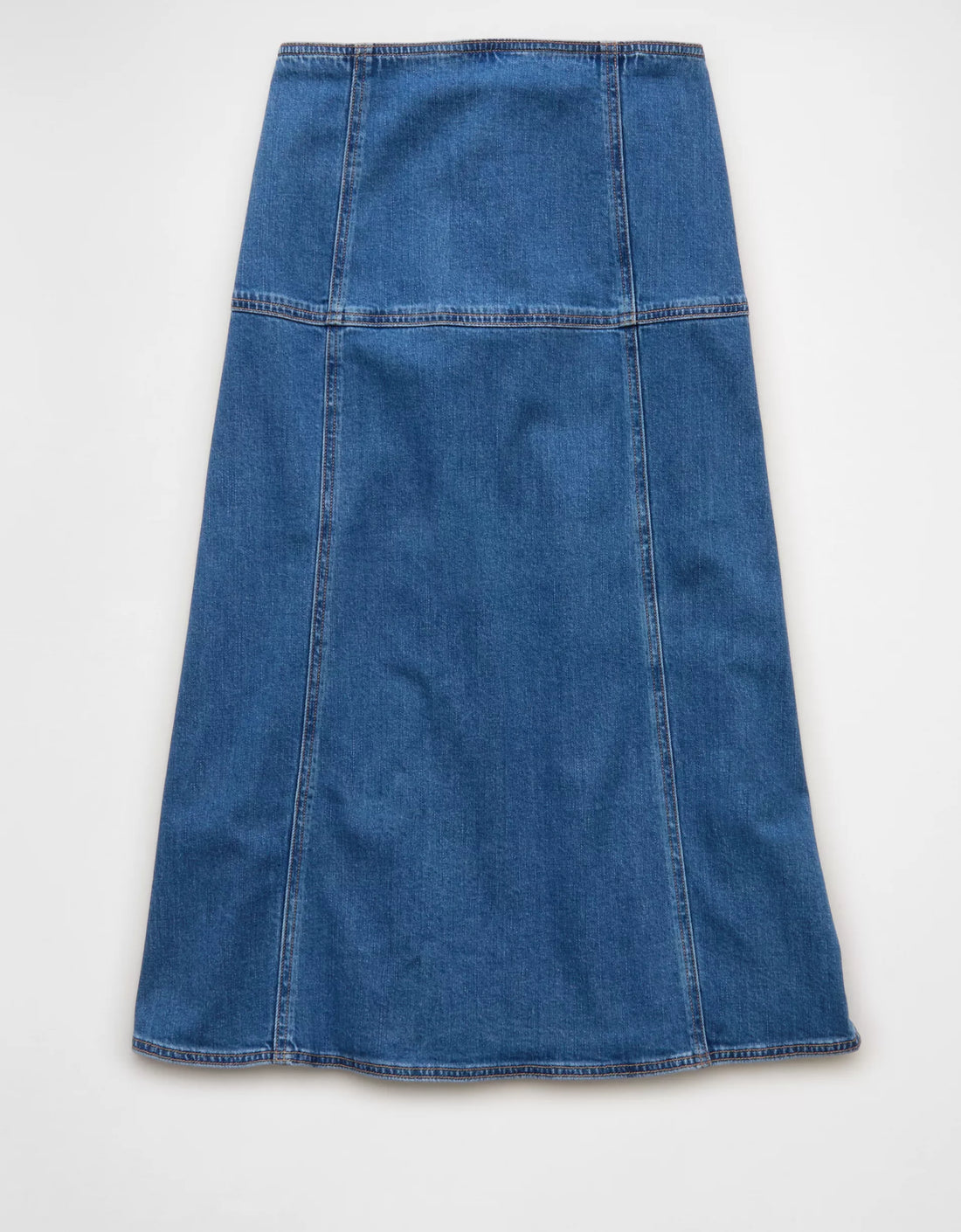 Low‑Rise Draped Denim Midi Long Skirt